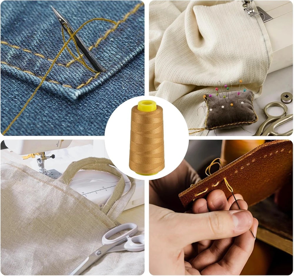 1500 Yards Denim Thread for Jeans, 20s/2 Polyester Thread, Sewing 20S/2, Gold