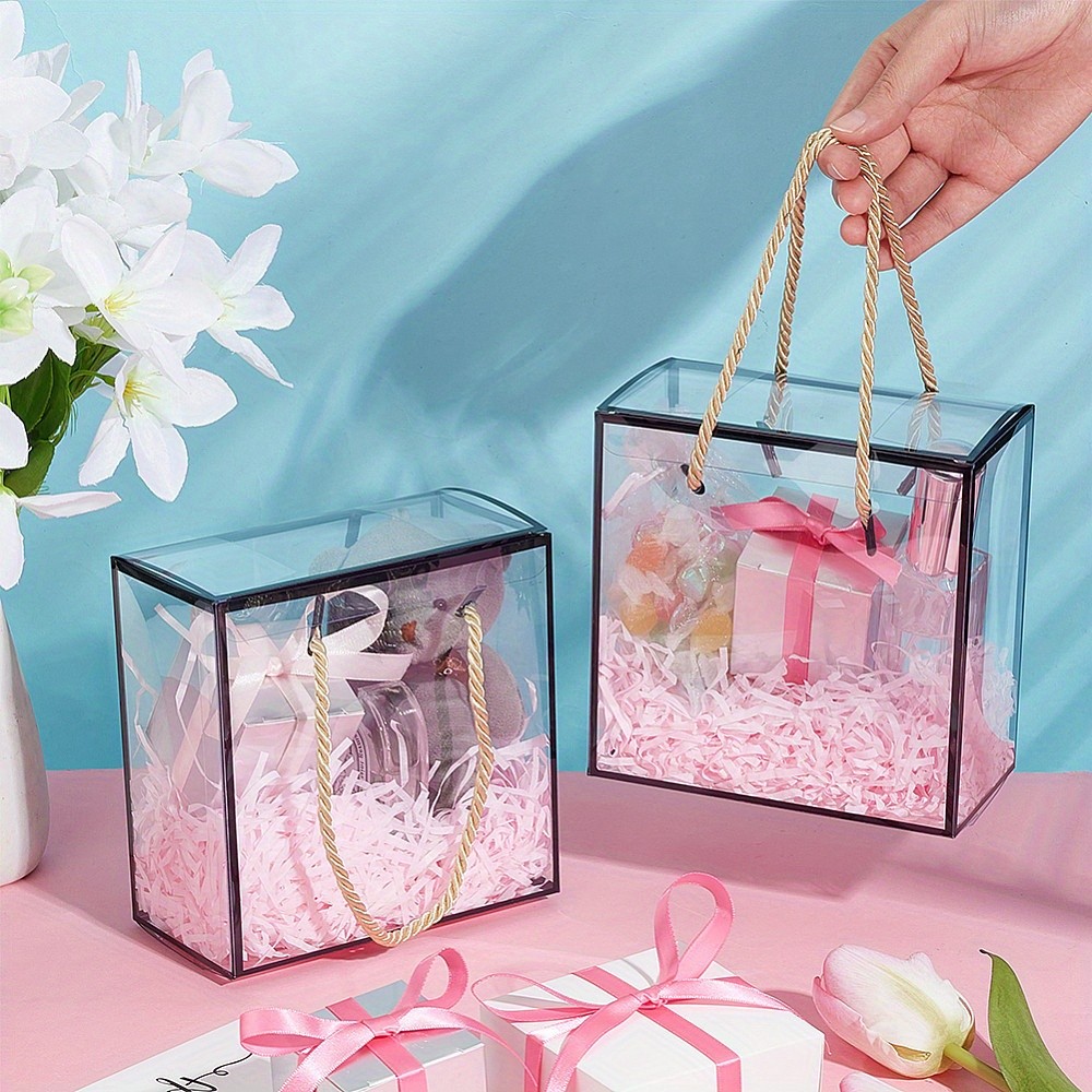 10sets Transparent PVC Plastic Gift box with Polyester Cord Rectangle Black