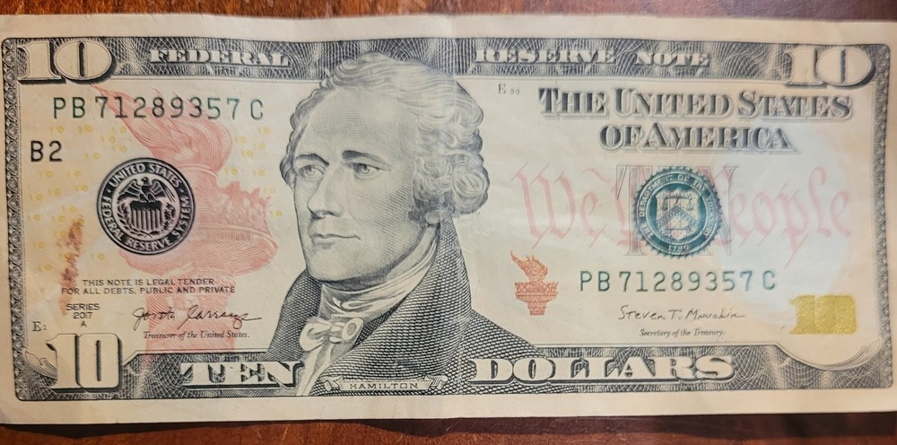 Ten Dollar Ink Smear error Note