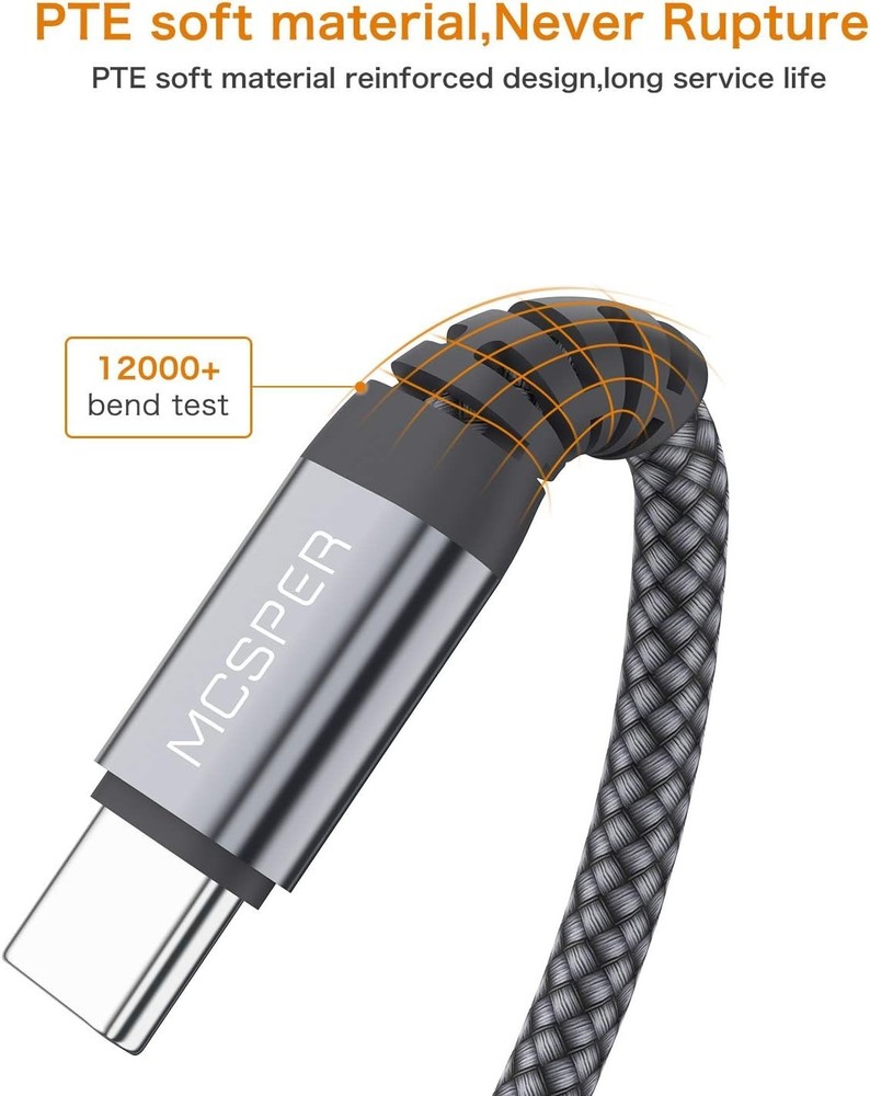 Short USB Type C Cable (2-Pack 1ft), USB A to USB C 3.1A Fast Charging Charger