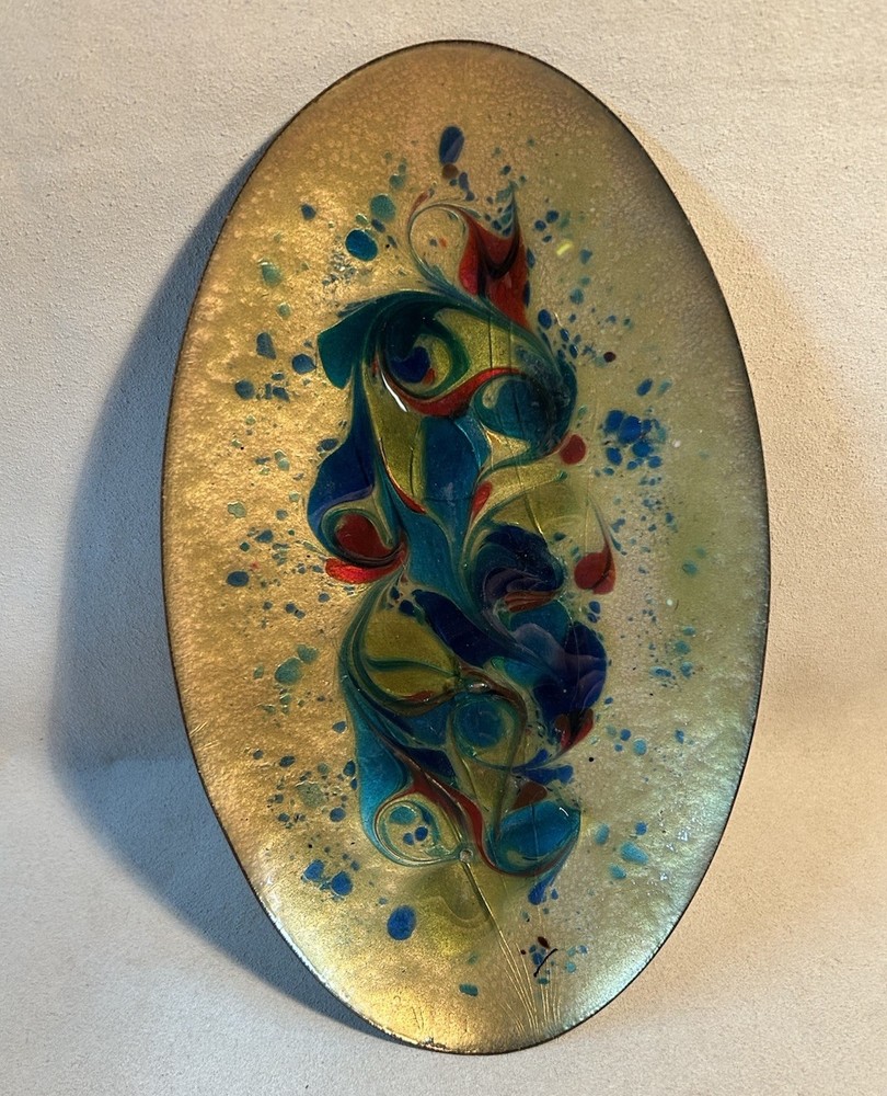 VTG MCM Enamel On Copper Trinket Dish