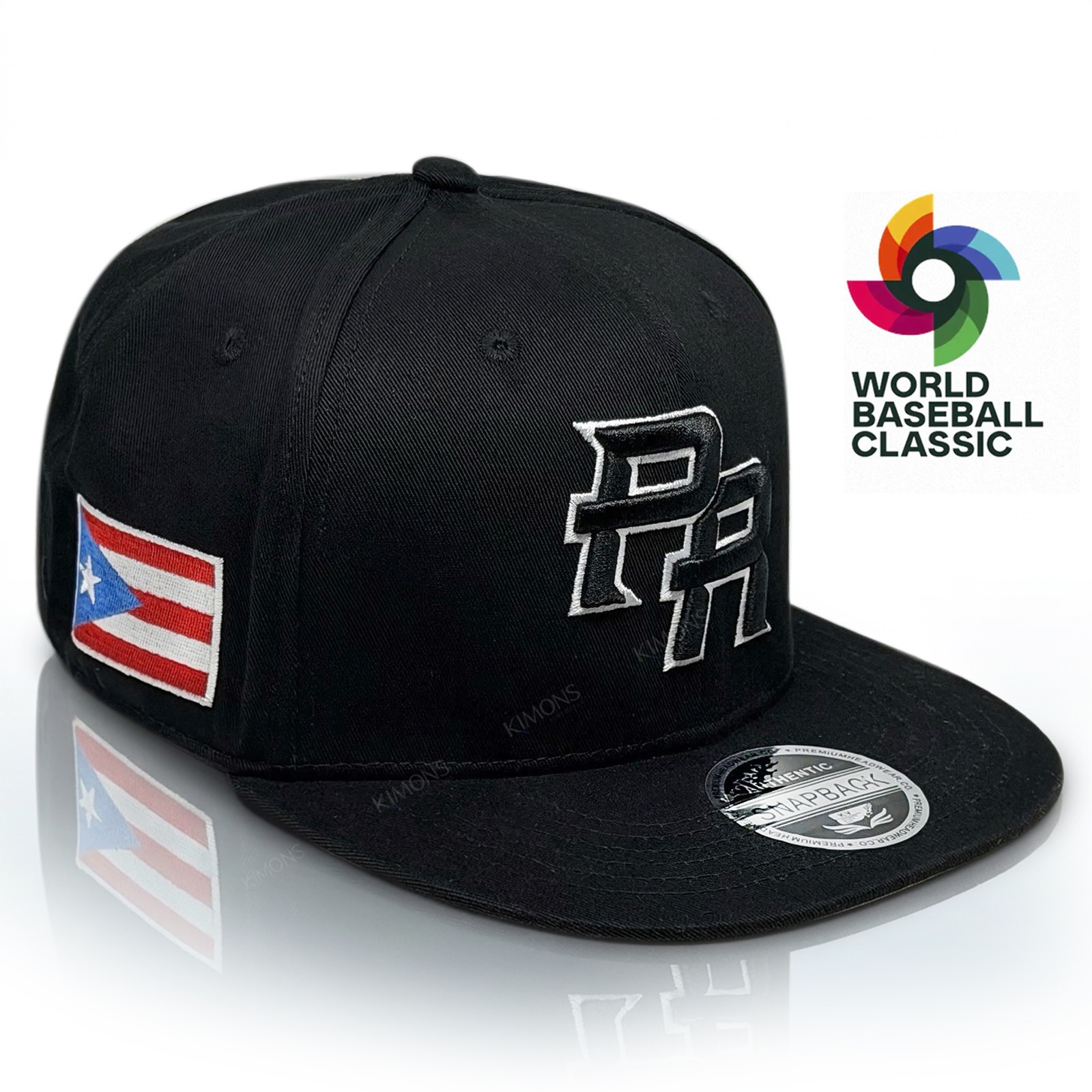 Puerto Rico Baseball Hat PR Flag 3D Embroidered Snapback WBC Cap Black Blue Red