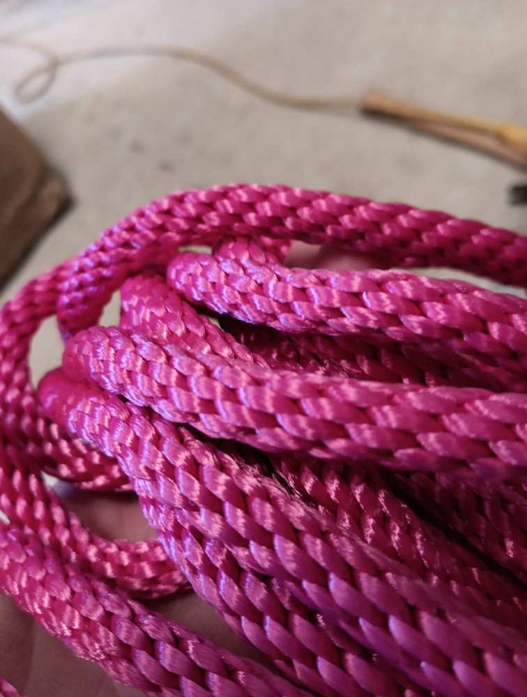3/8” x 181ft. Solid Braid Polyester Rope. Made in USA. Fuchsia