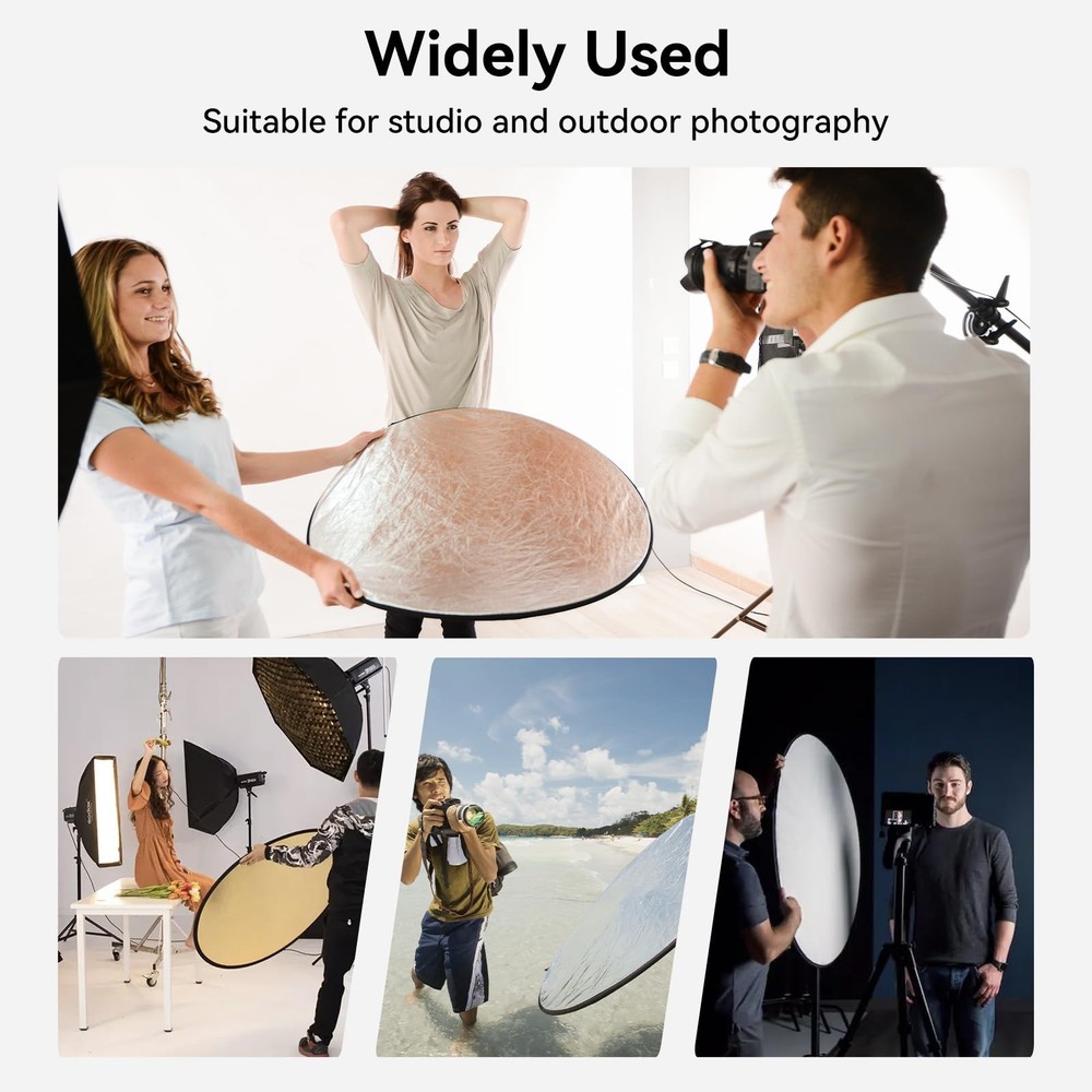Light Reflector Stand Kit with Stand Diffuser 5 in 1 Collapsible Multi Disc w...