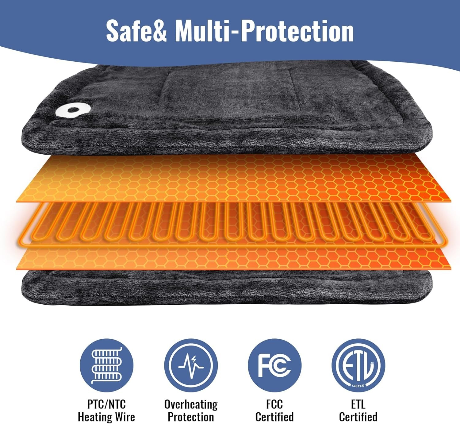 QUIBI Neck Shoulder Electric Heating Warmer Pad 25 x 18 in. 3 Heat Setting, Grey