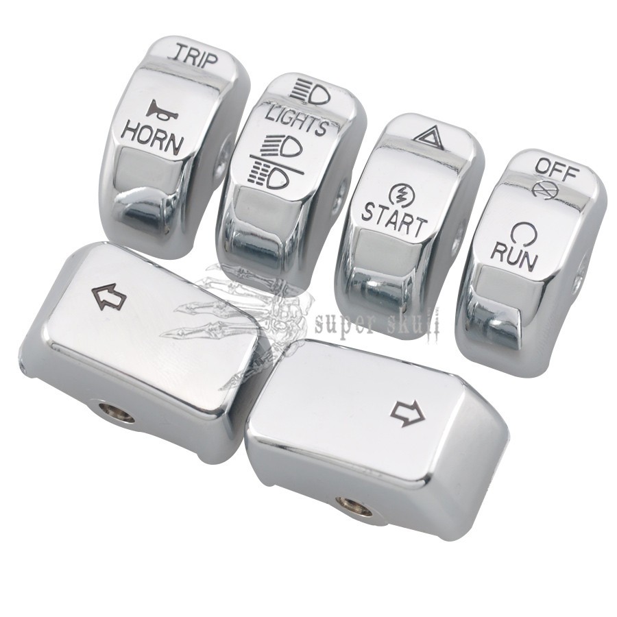 Chrome Hand Control Switch Housing Button Cover Cap Kit For Harley Softail/Dyna