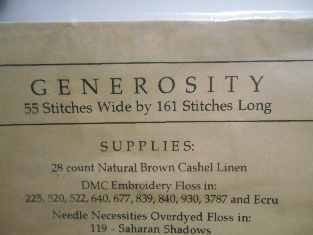The Drawn Thread GENEROSITY Cross Stitch SAMPLER Pattern Chart W/BUTTONS