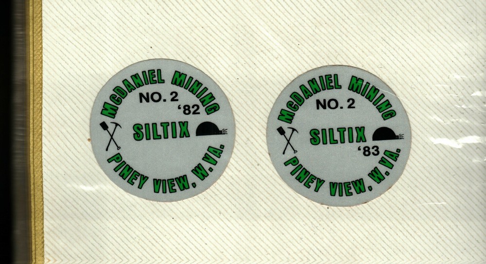 2 DIFFERENT NICE PINEY VIEW, WV. McDANIEL MINING CO. COAL MINING STICKERS # 1058