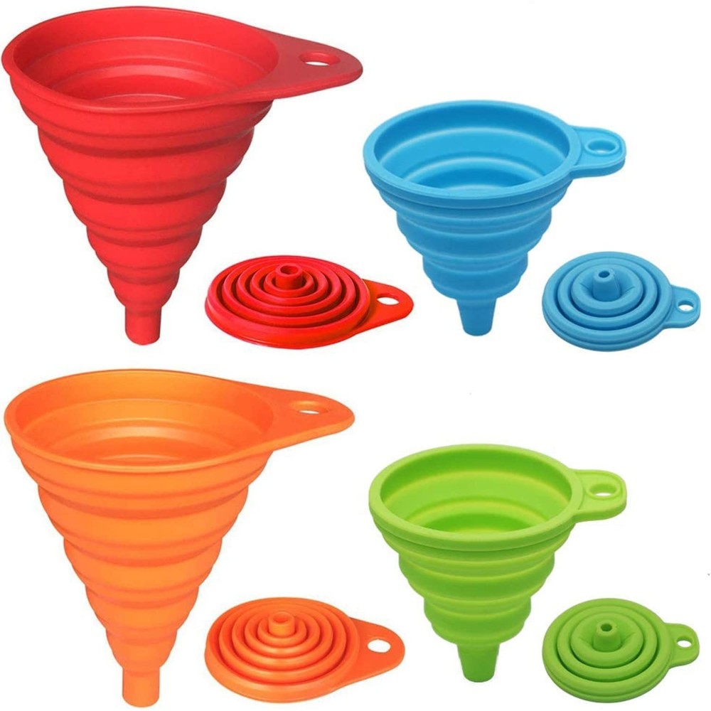 Kitchen Funnel Set 4 Pack, Small and Large-Kitchen Gadgets Accessories Foldable.