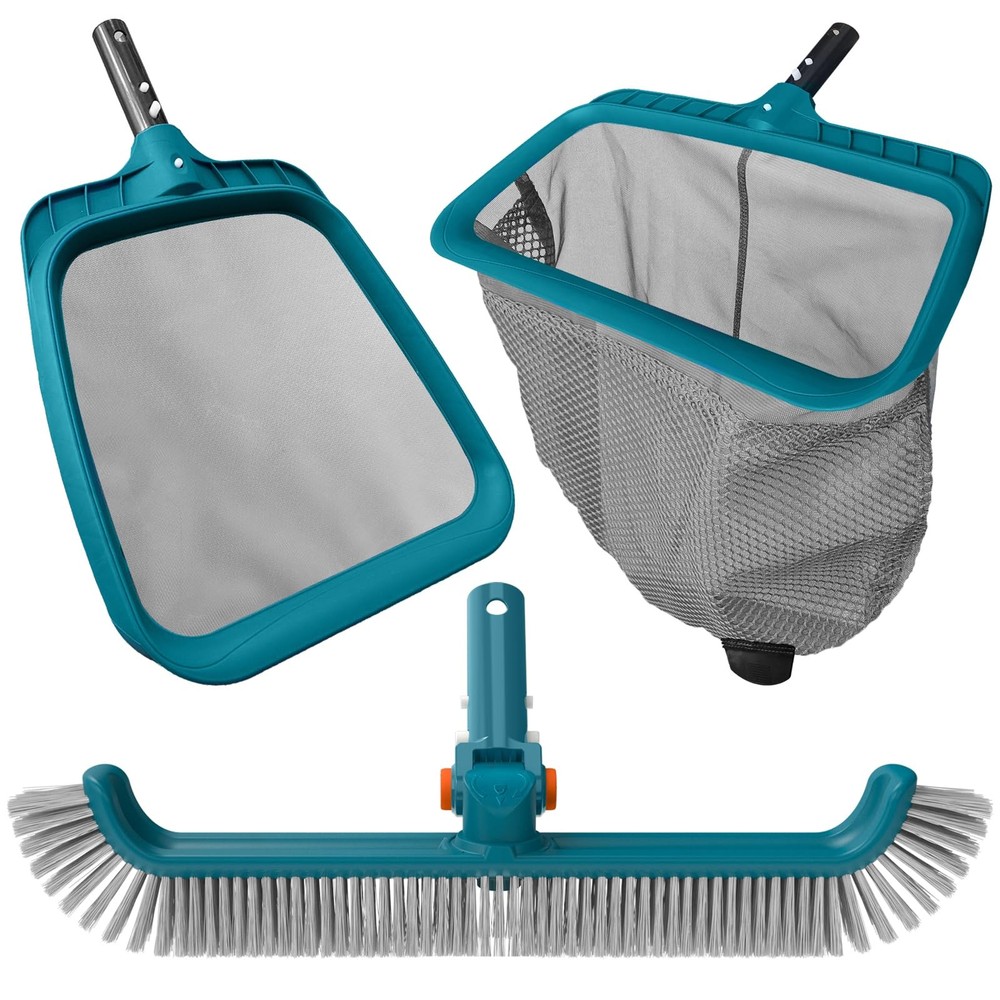 Pool Cleaning Kit Fine Mesh Deep Pool Rake Leaf Skimmer Net No Pole
