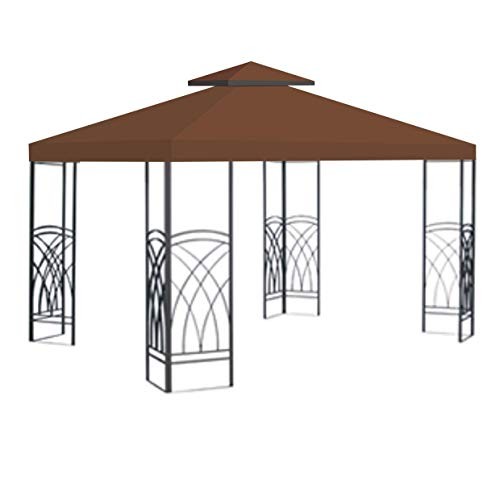 Brown Double Tier Replacement 10'X10'Gazebo Canopy top Patio Pavilion Cover