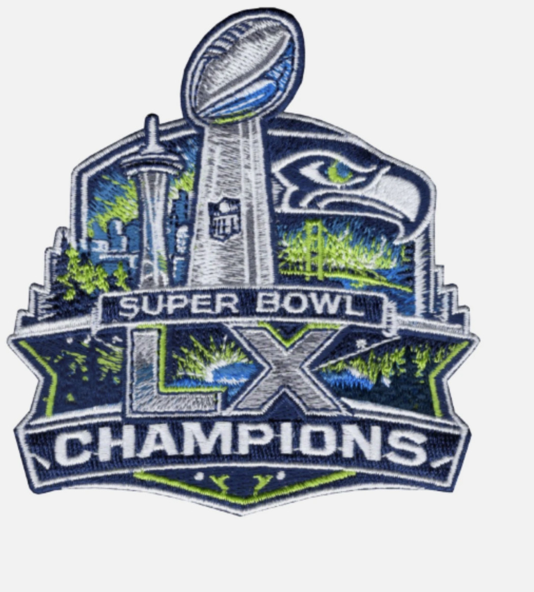 Super Bowl 60 LX Patch Seattle Seahawks Iron on or sewn 4X4 Inch