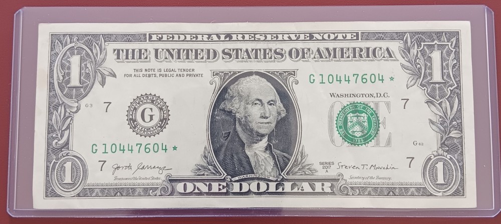 2017A $1 Star Note Error Rare SN: G10447604*