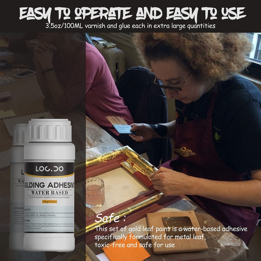 Gold Leaf Kit, Gilding Adhesive 200ml Set, Water Based Kit