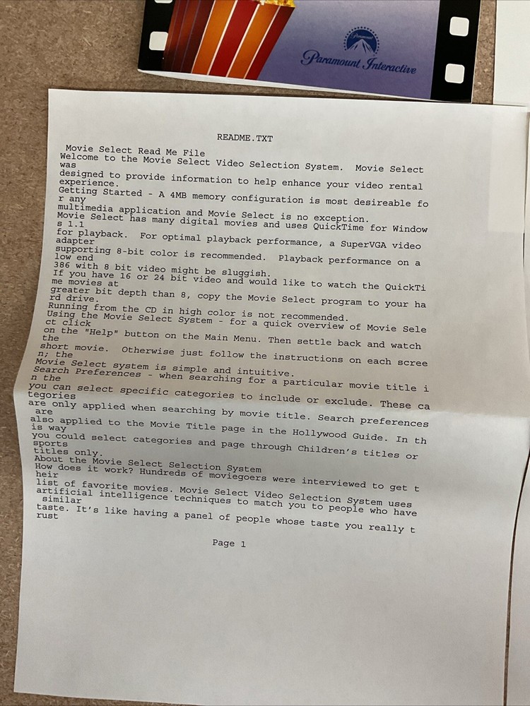 Movie Select The Intelligent Guide By Paramount Interactive Big Box PC