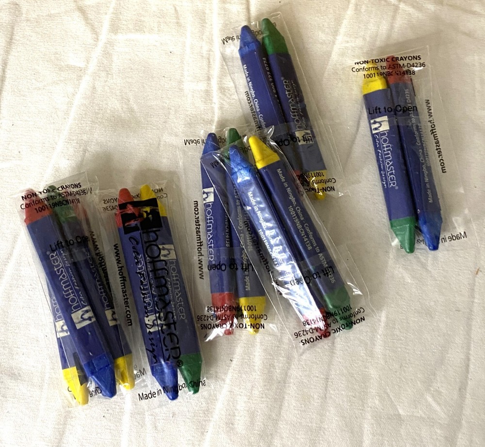 1000 - Hoffmaster Mini Triangular DBL Tip Crayons 120840 Red/Blue & Green/Yellow