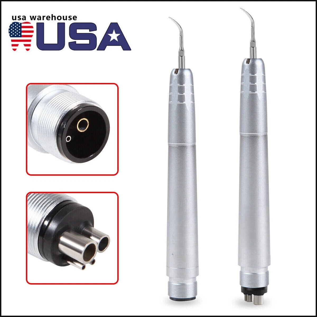 USA Dental Ultrasonic Air Perio Scaler Handpiece Hygienist 2 & 4-Holes 3 Tips CE