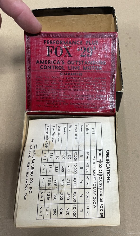Vintage FOX .29 Model Airplane Engine