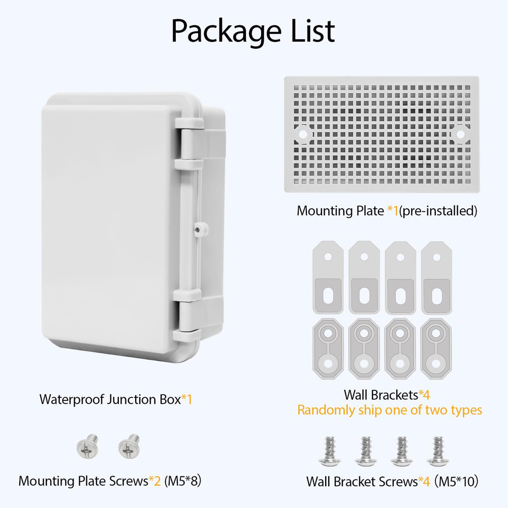 Junction Box, ABS Plastic, IP65 Waterproof Dustproof Universal Enclo
