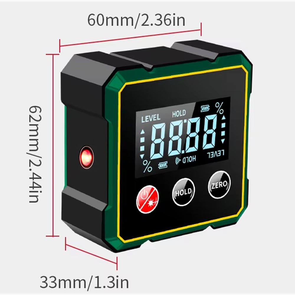 Laidawei Digital Angle Finder with Electronic Laser Level,Inclinometer 4side ...