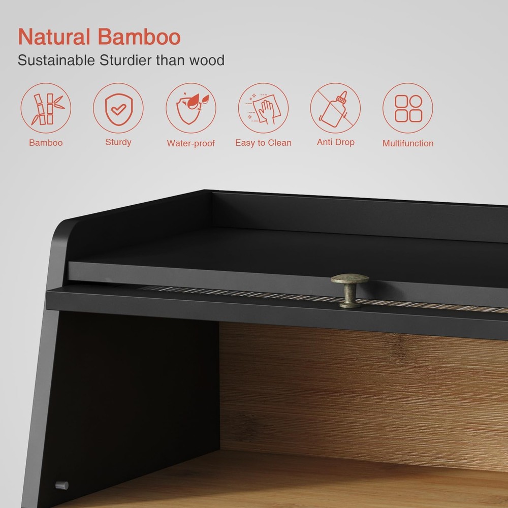 Goozii Large Bread Box for Kitchen Countertop, Black Extra Large,