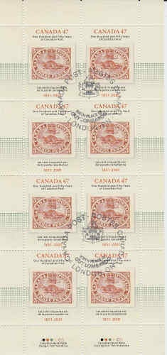 Canada 2001 First Stamp 150th Anniversary Sheet, #1900 Used