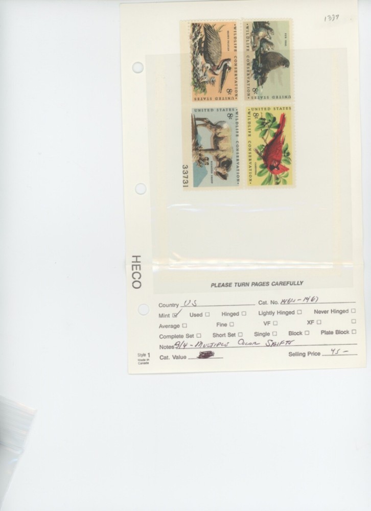 US Stamp # 1464-1467  Color Shift Errors EFO MNHOG Block 4 (bb10