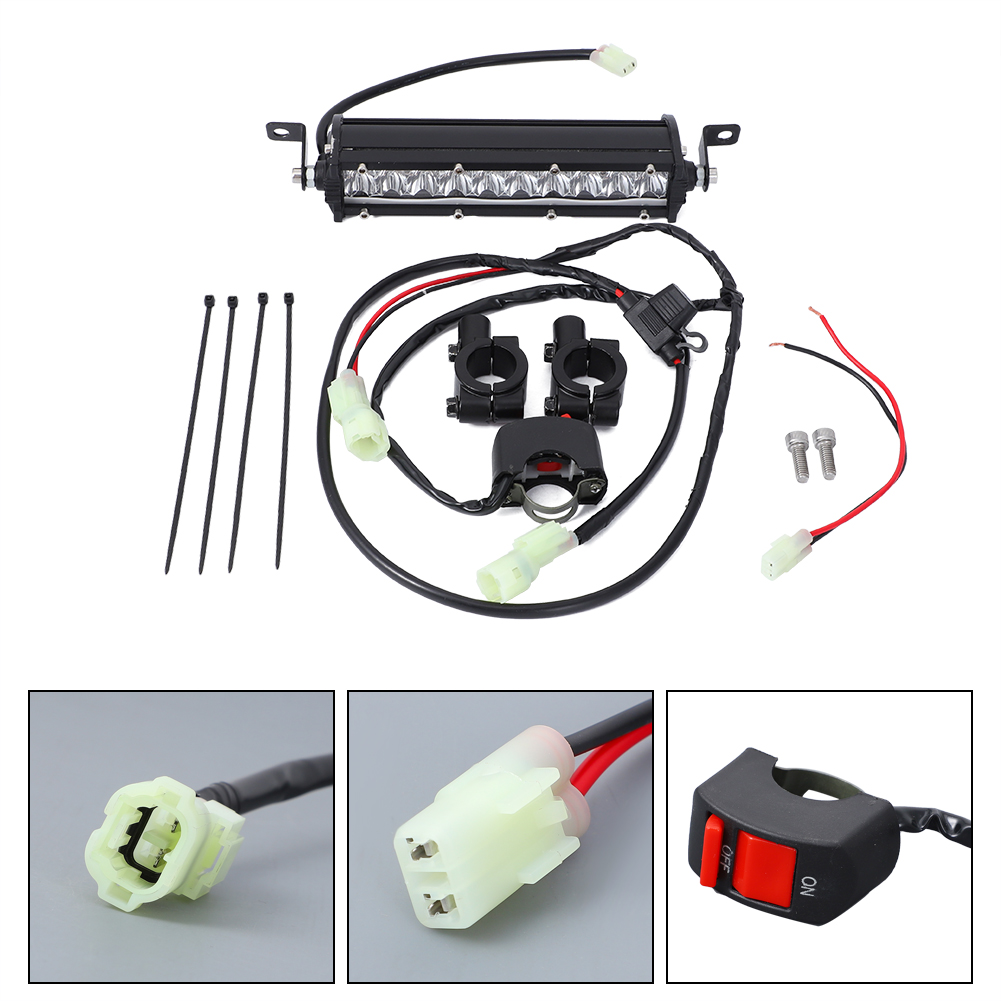 Led Headlight Light Bar Lighting Kit Driving Lamp For 7/8” Handlebars Dirt Bike