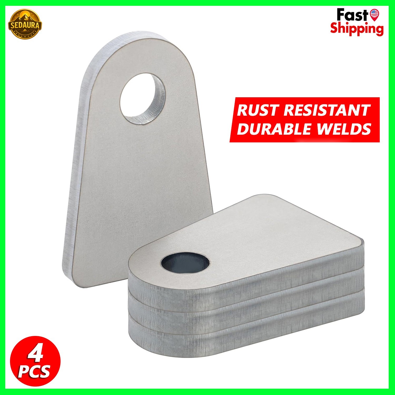 Weld On Tabs 1/2" Hole 1/4 Thick Steel Brackets Shock Mount Trailer Universal 4X