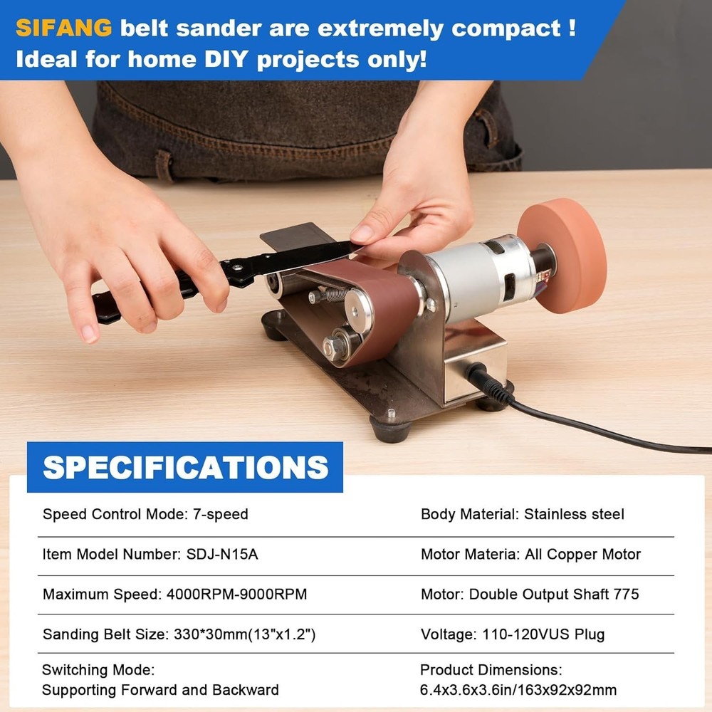 Electric Mini Belt-Sander Knife Sharpener,7 Speeds Portable Sanding Machine