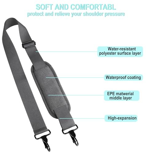Shoulder Strap 56 inch, Universal Adjustable Thick Soft Duffel Bag Dark Gray