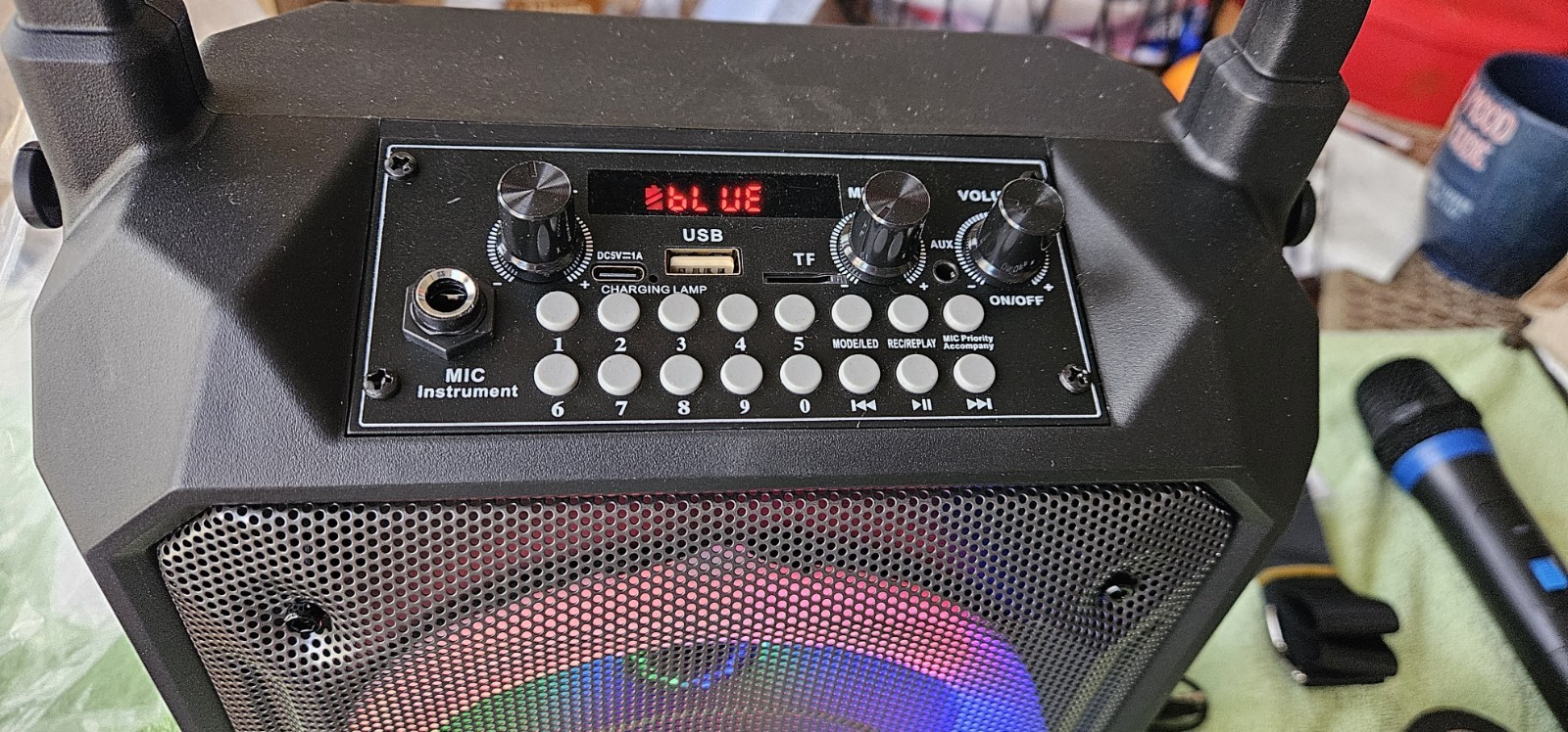 JYX T17T Karaoke Machine Bluetooth 2 Mics Subwoofer Volume Controls Portable