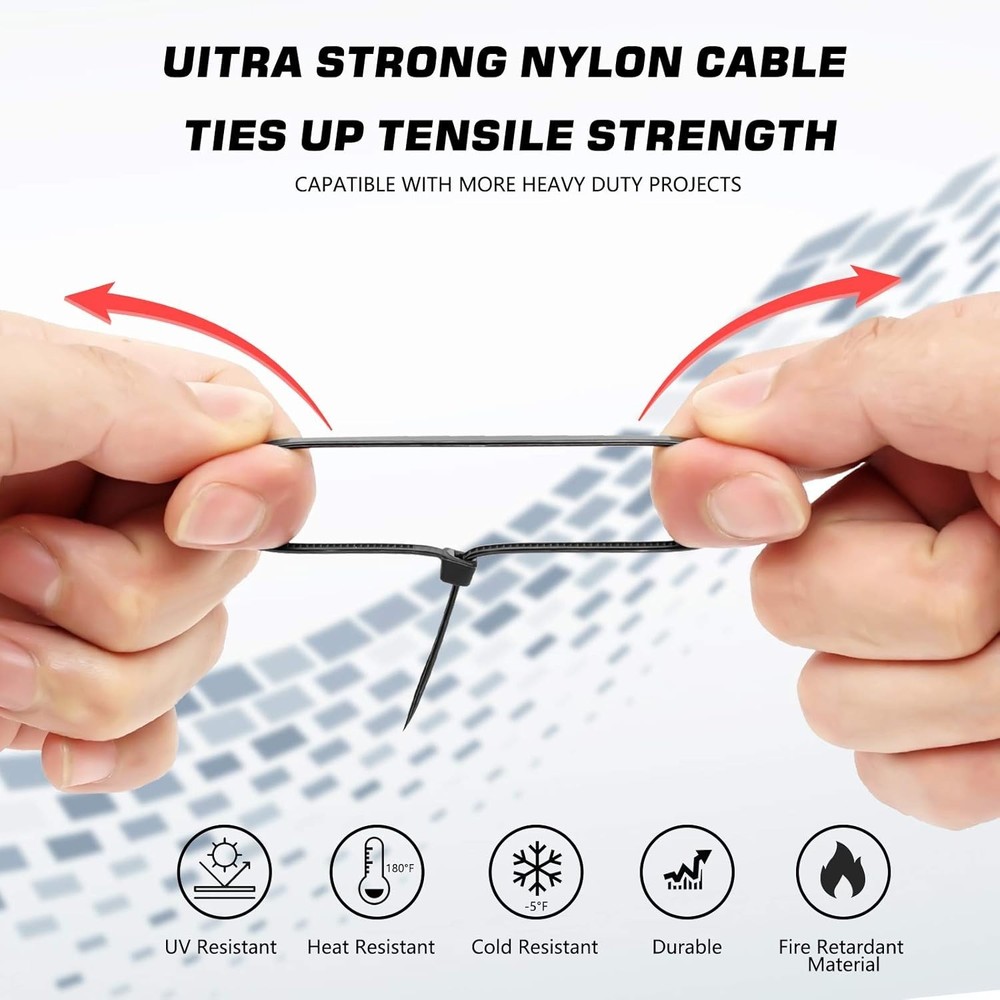 Multi-Purpose Black Zip Ties - 250 Count, 4-Inch Self-Locking Nylon Cable Ties