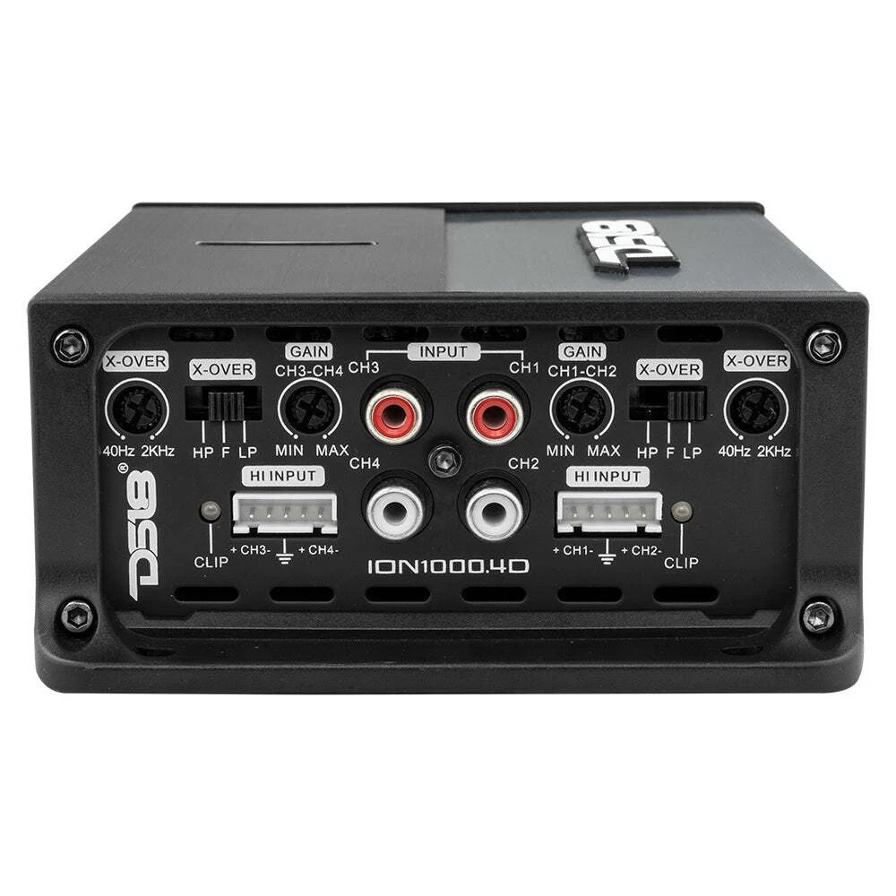 DS18 ION1000.4D 4-Channel Compact Full-Range Amplifier & AMPKIT4 Amp Install Kit