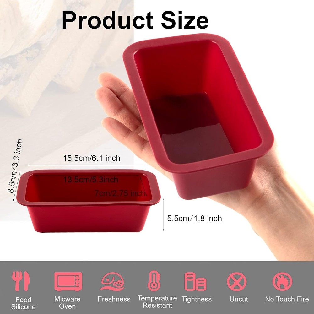 4 Pack Mini Silicone Loaf Pans Non Stick Rectangle Small Cake Pans for-Baking