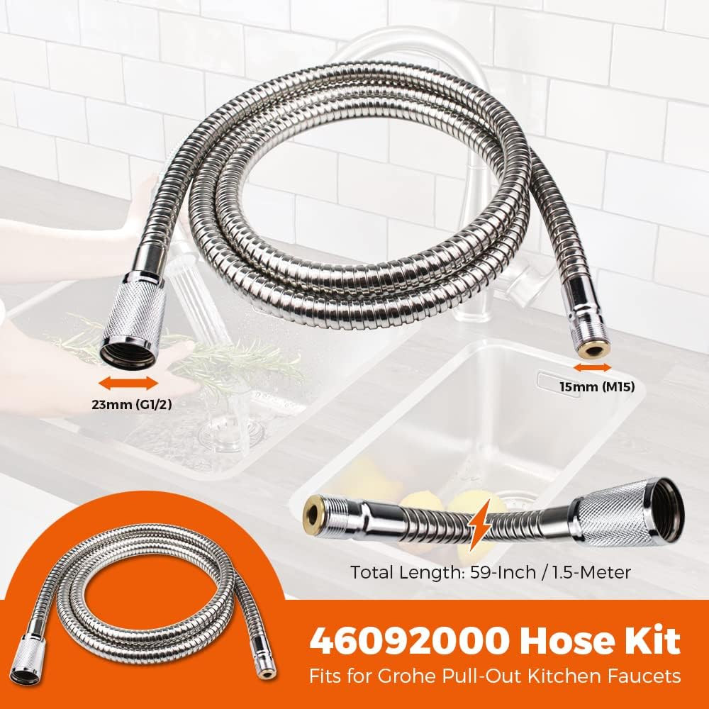 Grohe Compatible Pull Out Spray Hose for Kitchen Faucets - Perfect Replacement P