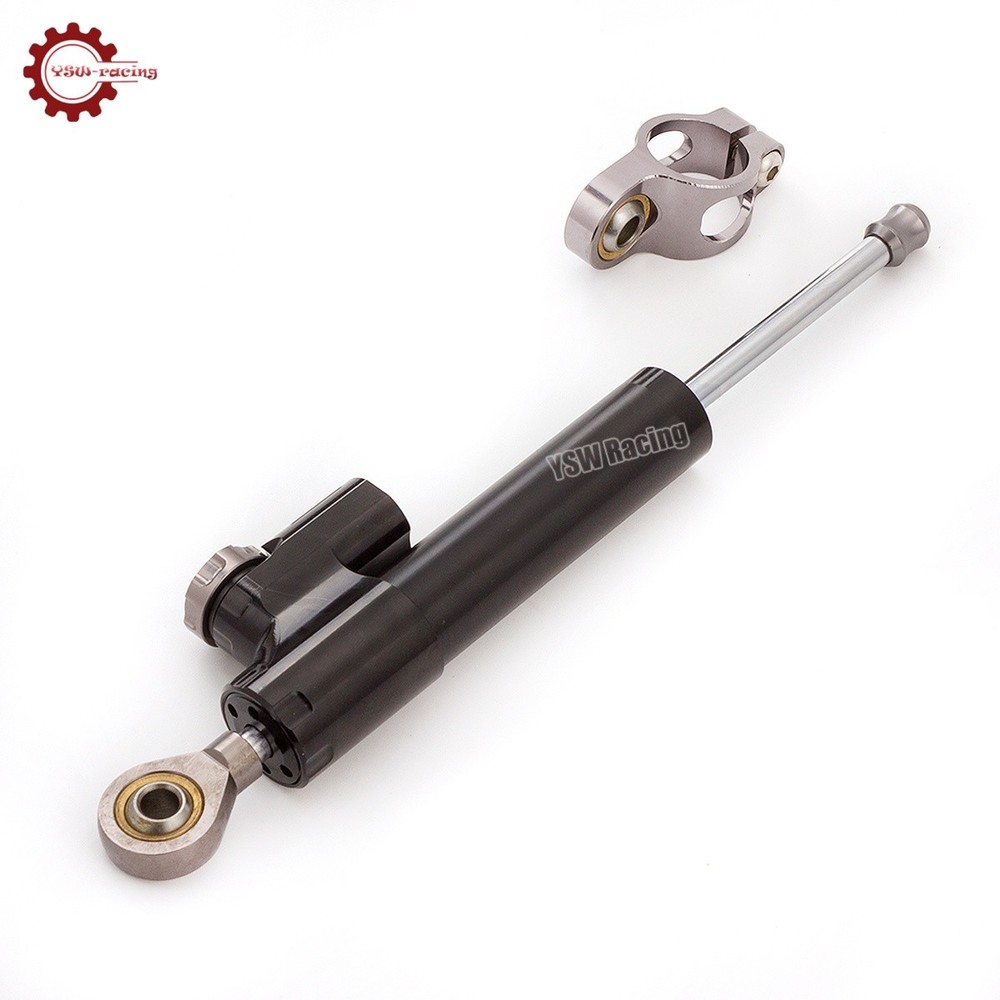 Universal Motorcycle CNC Adjustable Steering Damper Stabilizer Top Black&Gray US