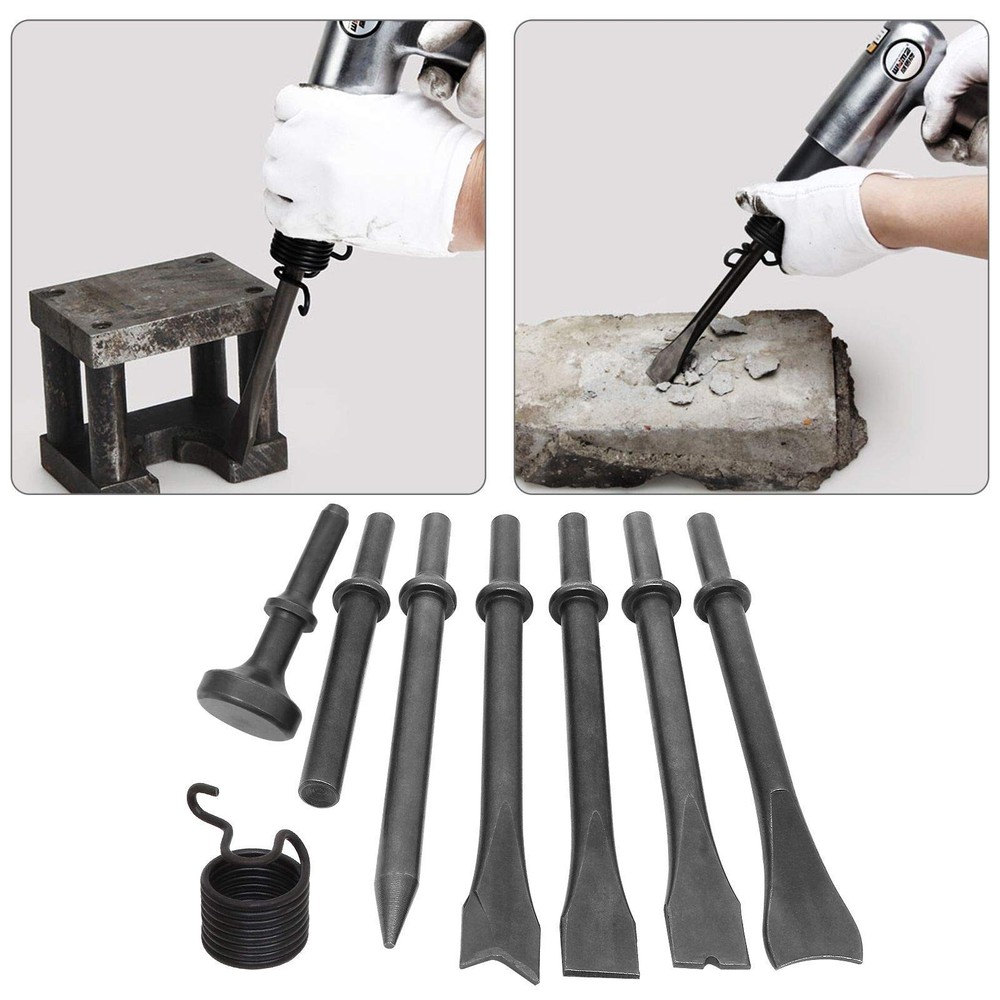 8 Piece Air Chisel Set Pneumatic Chisel Air Hammer Punch Chipping Bits Tool
