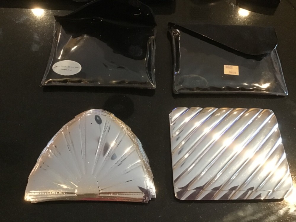 Silver Vinyl Coasters. 8 rectangular 10 Half Round