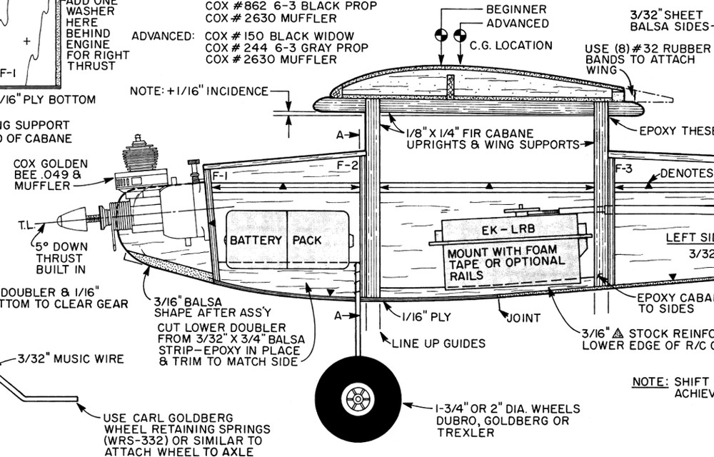 RCM Q-TEE PLAN + PATTERNS & CONSTRUCTION ARTICLE to Build 36" RC Model Airplane