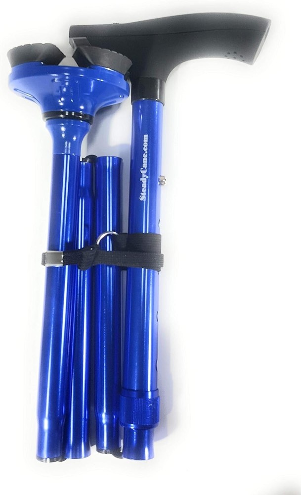 Best Stand up Cane With Light - Foldable - Adjustable - Blue