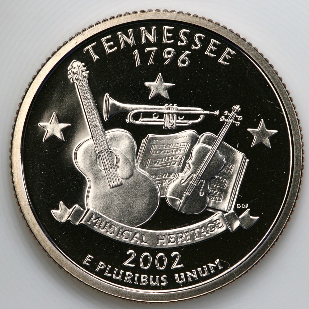 2002 S Gem Proof DCam Tennessee TN State Quarter CN-Clad