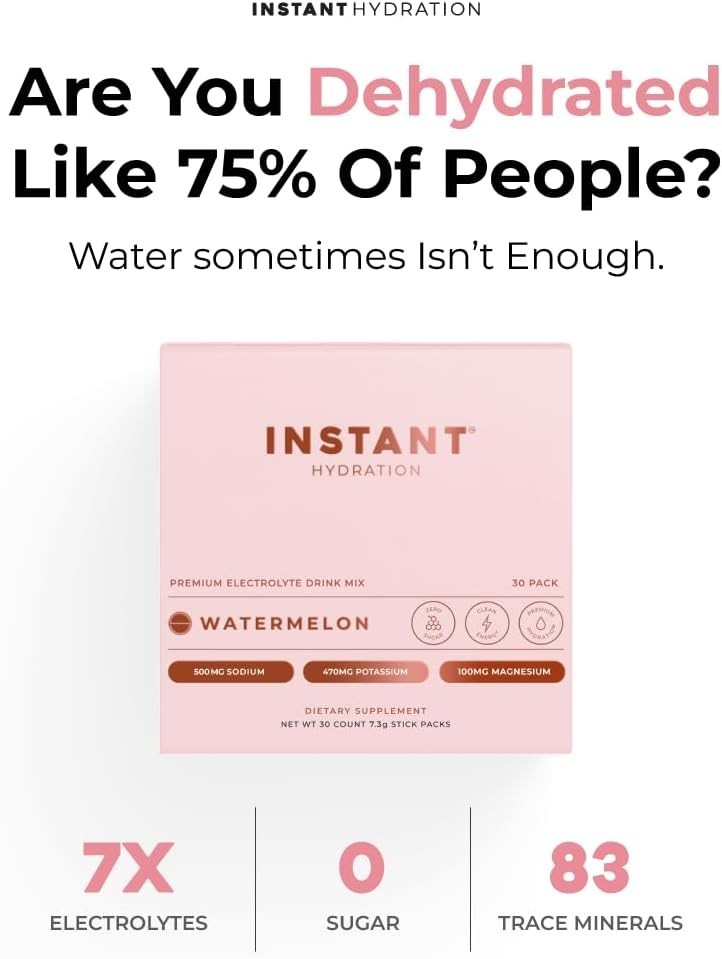 Instant Hydration Electrolytes Powder Packets - Watermelon Electrolyte Drink Mix