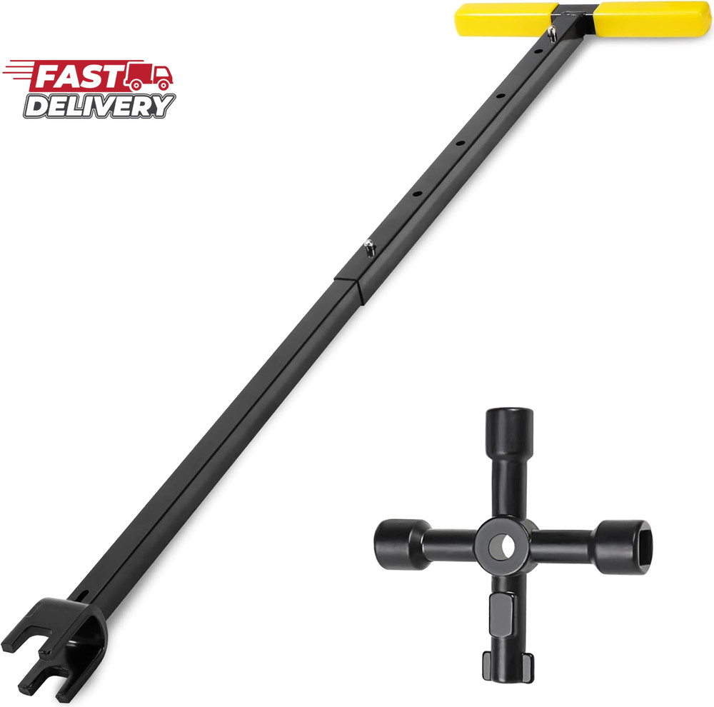 37 Inch Water Meter Key, Adjustable Length, 4-Way Multi-Functional Utility Key,