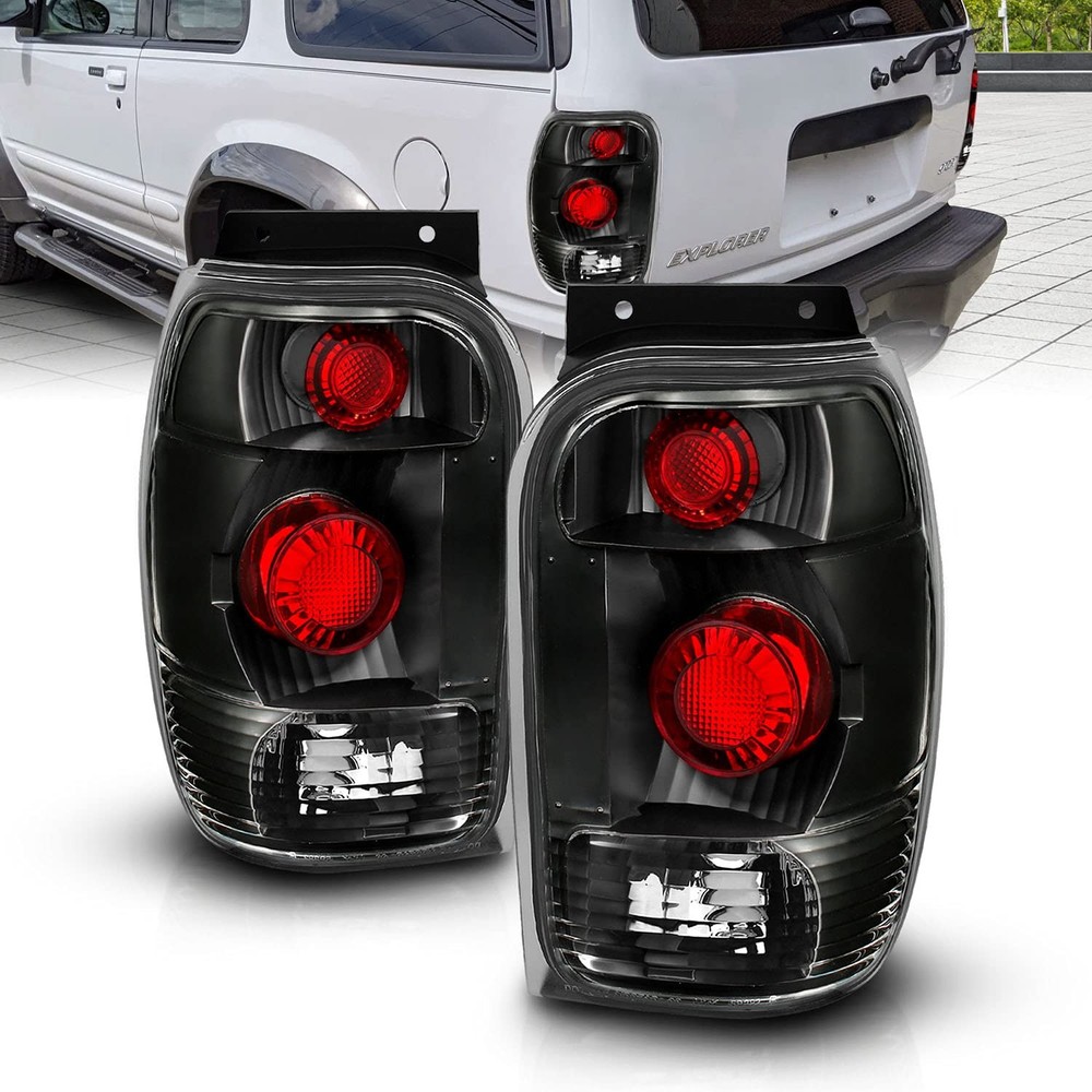 98-01 Explorer Black Replacement Tail Lights Set Pair