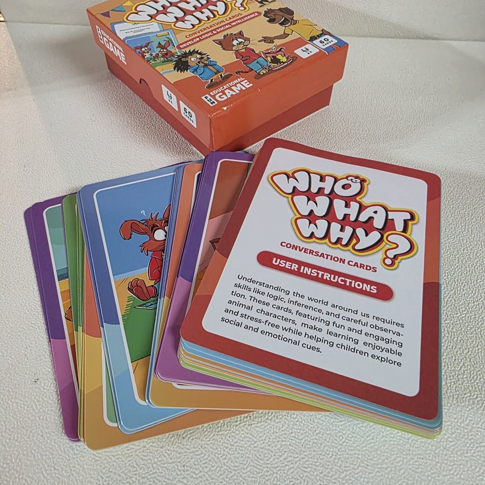Who What Why Conversation Cards for Kids Develop Logic & Social Intelligence 4+
