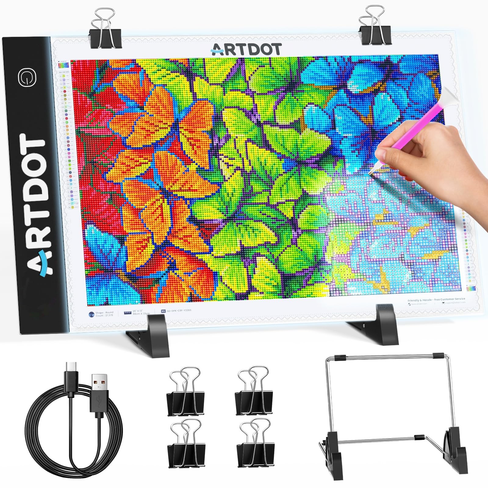 ARTDOT A4 LED Light Pad for Diamond Painting Kits for Adults, USB Powered Adj...
