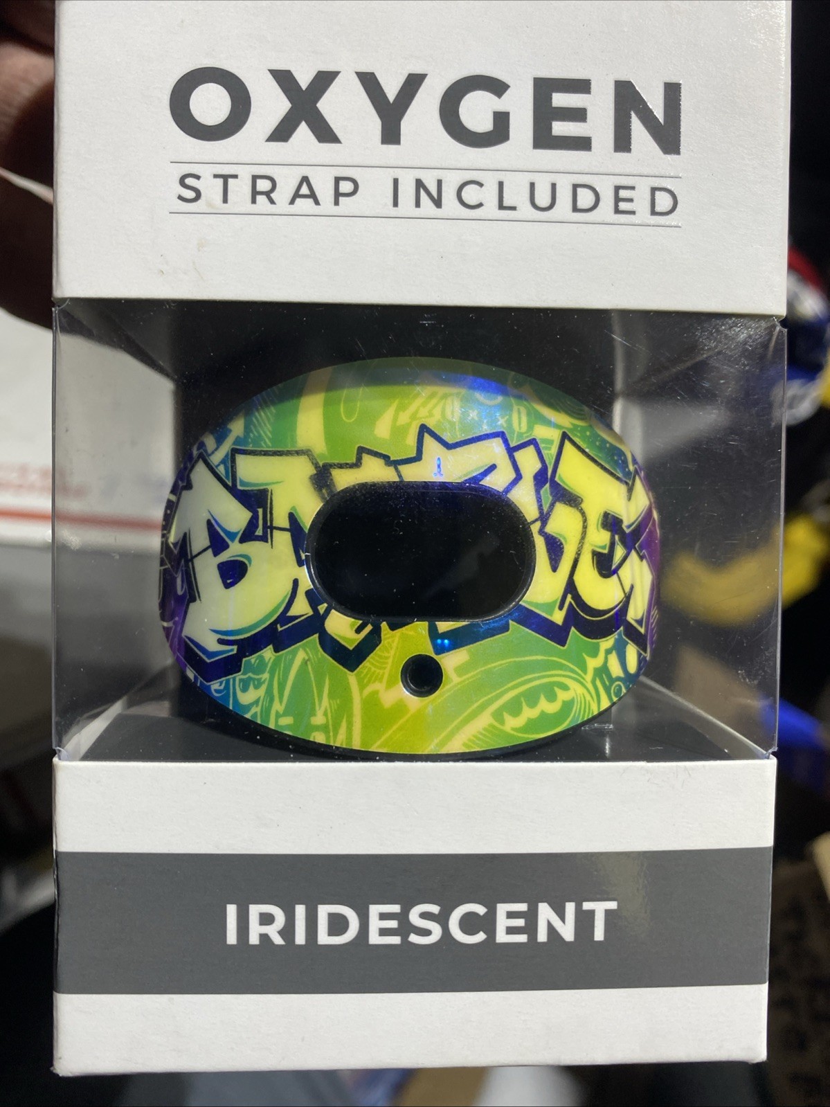 Battle Sports Iridescent Graffiti Oxygen Football Mouthguard - Blue/Green b3