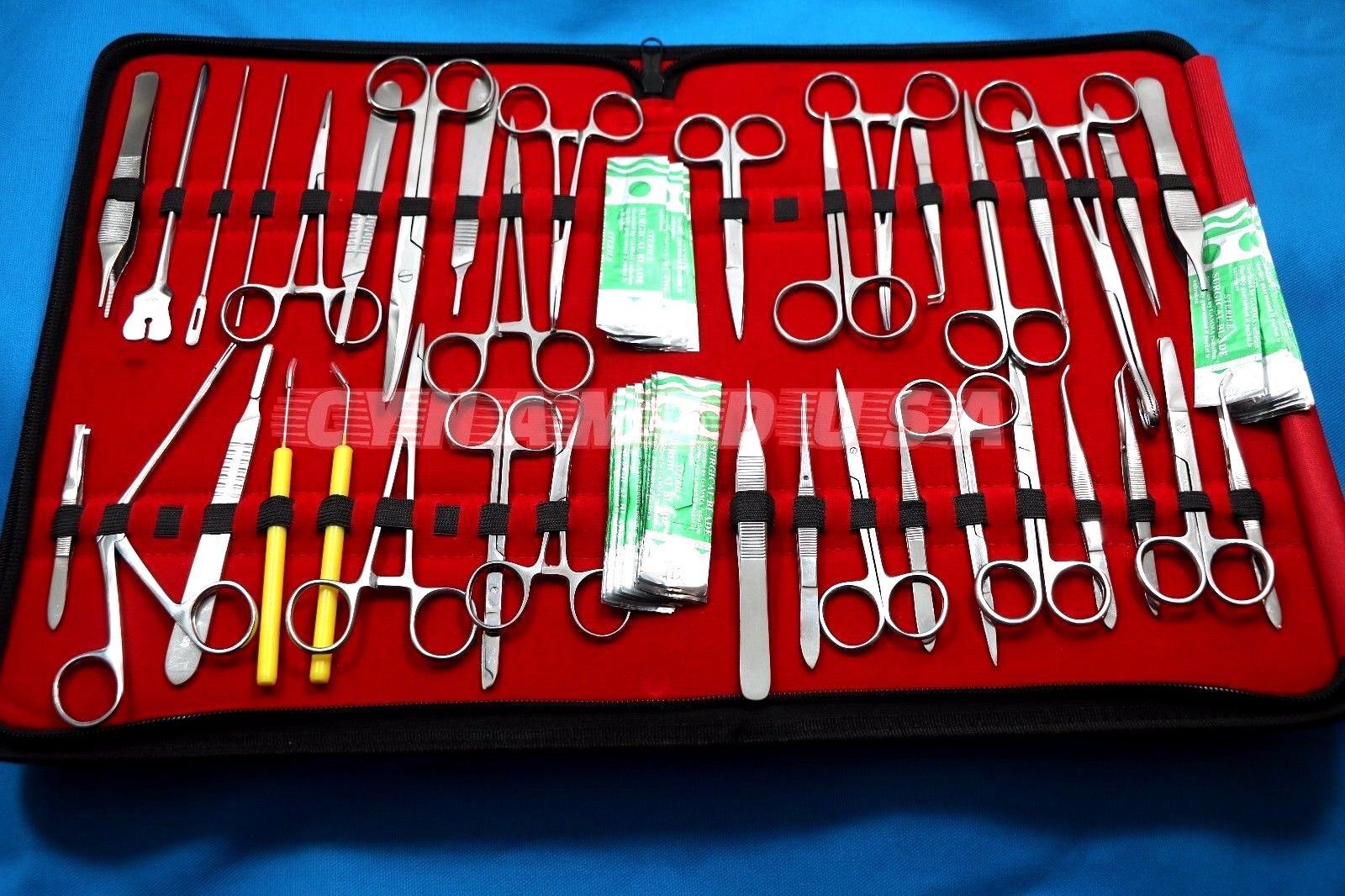 77 US MILITARY FIELD MINOR SURGERY SURGICAL INSTRUMENTS FORCEPS SCISSORS KIT
