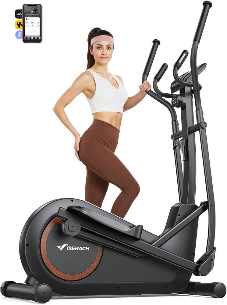 Hyper-Quiet Elliptical Machine for Home, 400Lbs Capacity, Auto Resistance